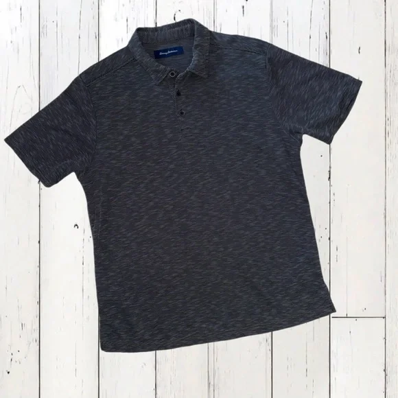 Tommy Bahama Men’s Gray Short Sleeve Polo Shirt Size L Tencel Blend - Picture 1 of 10